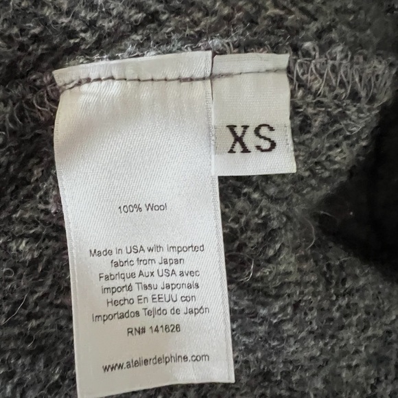 Atelier Delphine 100% Wool Herringbone Long Coat XS • Haori • Shaw - Picture 3 of 4